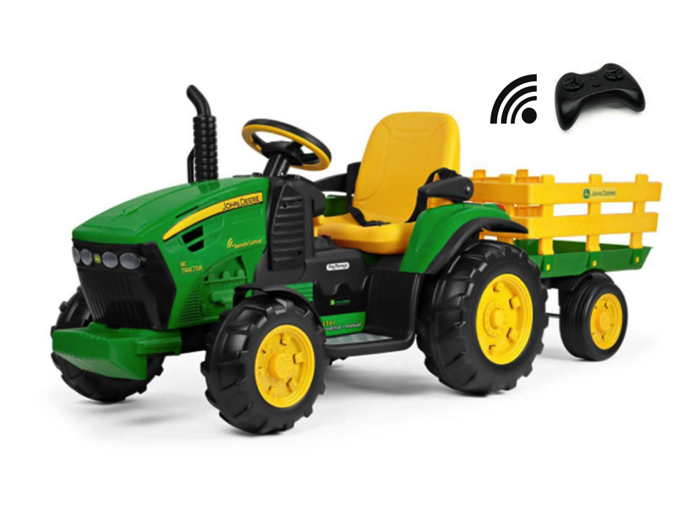 John Deere kinder tractor + aanhanger met afstandsbediening - Afbeelding 2