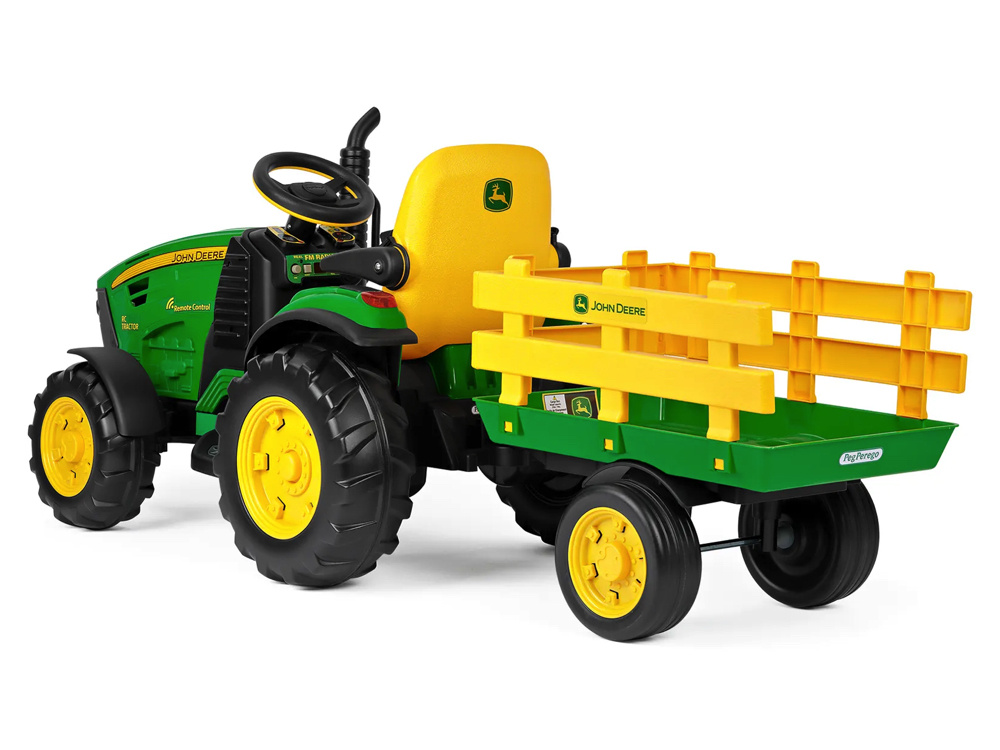 John Deere kinder tractor + aanhanger met afstandsbediening - Afbeelding 4