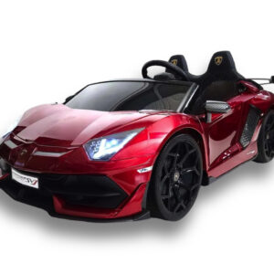 Lamborghini Aventador, 2-persoons 24 volt elektrische kinderauto met rubberen banden, leder zitje!
