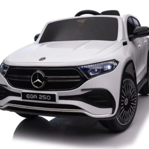 Mercedes-Benz EQA 250, 12 volt elektrische kinderauto met rubberen banden, leder zitje en meer!